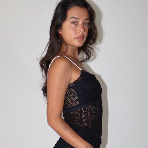 COMING SOON NIGHT ON THE TOWN SHEER LACE TANK TOP - Picture 2 of 3